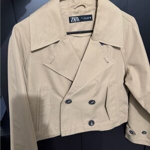 Zara Women's Beige Double-Breasted Trench Coat